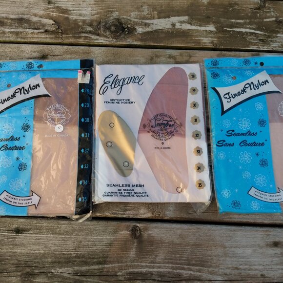 Vintage Nylon Stockings - Lot of 3 - Size 8.5 & 9 - Made in Canada - Picture 5 of 7
